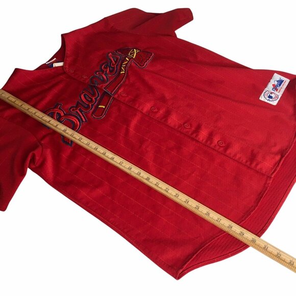 Vintage Rare Majestic Atlanta Braves MLB Red Baseball Jersey Made In USA Size XL - Picture 10 of 16